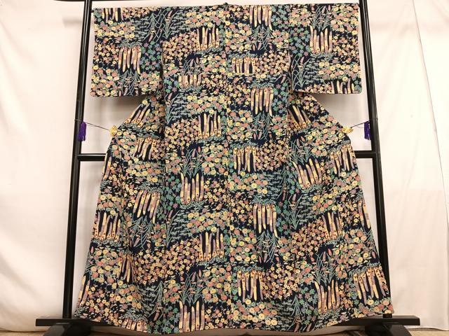 平和屋着物■上質な小紋　草花文　正絹　逸品　未使用　AABE0490oa