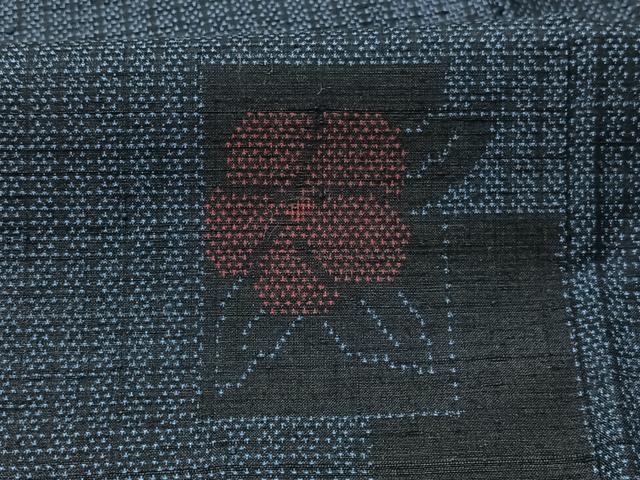 平和屋着物■上質な紬 色紙花文 正絹 逸品 未使用 CABB2846xe