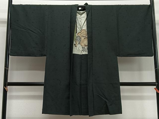 平和屋着物∞男性　長羽織　髭紬地　百入り茶色　正絹　逸品　CABD4579ua