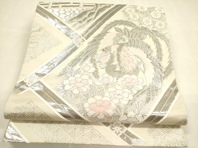 Rakuten - 平和屋着物◎六通柄袋帯　唐織　華園麗鳥文二重箔　純プラチナ箔　正絹　逸品　DABA6234op
