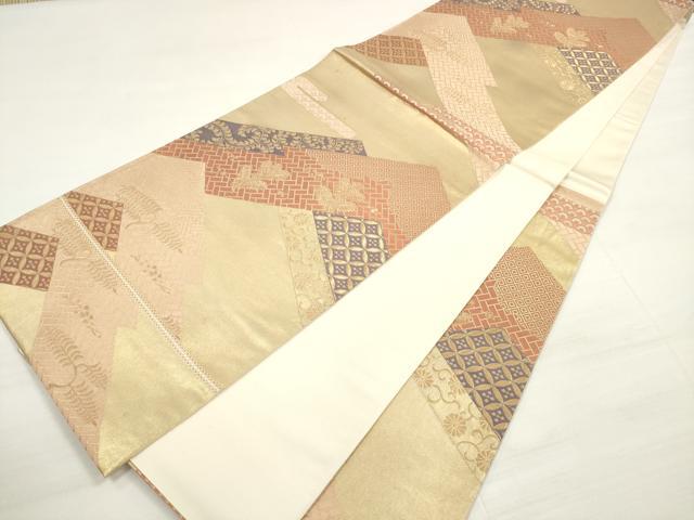 平和屋の平和屋着物◎六通柄袋帯 切嵌吉祥花文 金糸 正絹 逸品 DABD3589xg｜アングル3