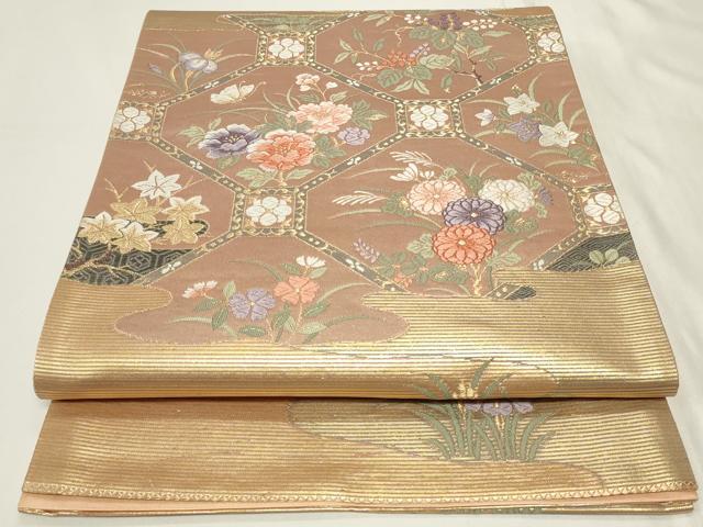 平和屋着物◎六通柄袋帯　雲取蜀甲文　うるし箔　正絹　逸品　CAAY8985in