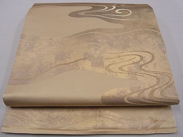 平和屋着物■全通柄　本袋帯　流水文　金糸　逸品　oy0986