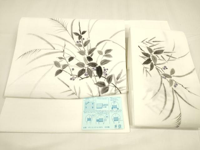 平和屋着物＊夏物　つけ帯　手描き　草葉文　DABA0314cm