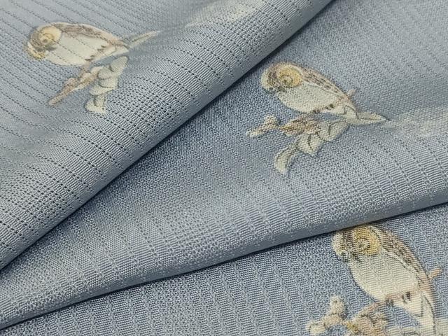 平和屋着物＊夏物　小紋　縦絽　梟　正絹　逸品　AABE7411jd