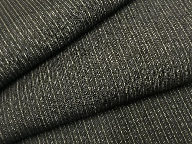 平和屋着物＊夏物 紗紬 縞 黒地 正絹 逸品 AABF5791fy