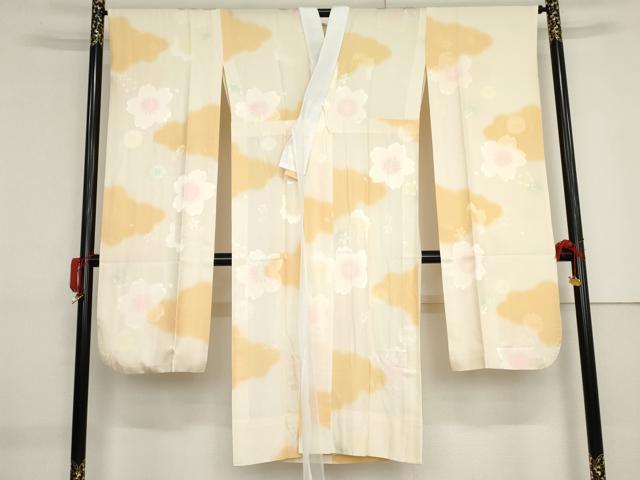 平和屋着物●振袖用長襦袢　無双仕立て　舞桜地紋　暈し染め　正絹　逸品　AABF9067cs
