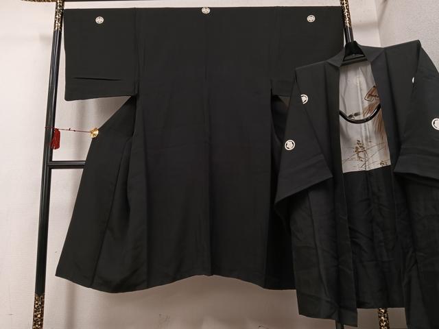Other - 平和屋着物●男性　黒紋付・羽織セット　正絹　逸品　AABF9551ph