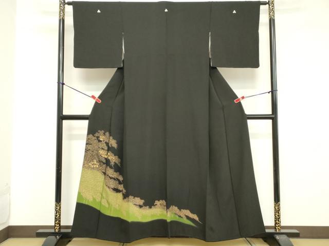 平和屋着物■豪華黒留袖 刺繍 枝松文 暈し染め 金銀彩 正絹 逸品 DABA5112cd