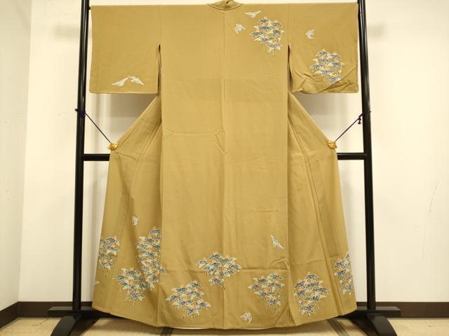 Rakuten - 平和屋着物▽訪問着　単衣　型染　飛鳥笹文　銀彩　正絹　逸品　未使用　DABE9991du