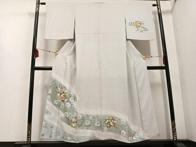 平和屋着物●訪問着　辻が花　絞り　雪輪花文　金銀彩　正絹　逸品　AABE7346ph
