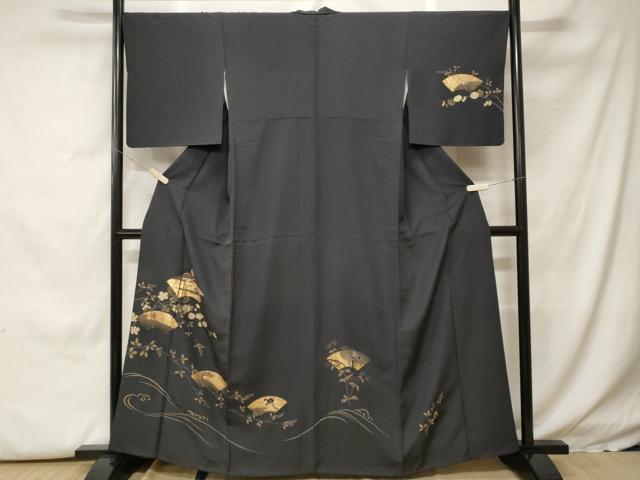 平和屋着物■訪問着 刺繍 地紙飛鶴枝花文 金彩 正絹 逸品 CABH0310ev