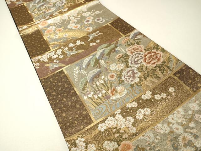 平和屋の平和屋着物▼六通柄袋帯 鴛鴦牡丹文 金糸 正絹 逸品 DABH6667az｜アングル2