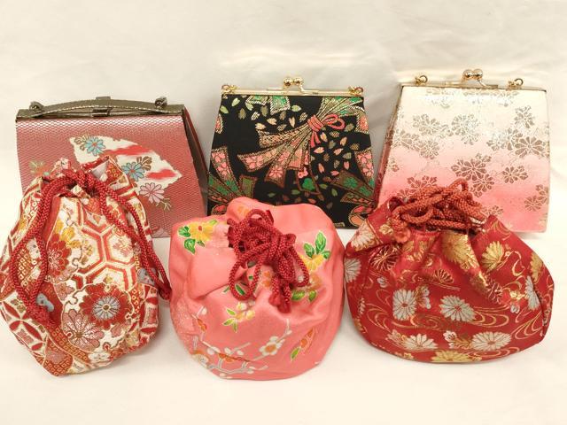 其它 - 平和屋着物[]七五三　女の子　和装小物　バッグまとめて6点　がま口　巾着　草花文　金銀糸　AABH2829ja