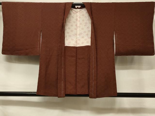 平和屋着物＃羽織　色無地　菱地紋　栗皮茶色　正絹　逸品　未使用　CABF1309in