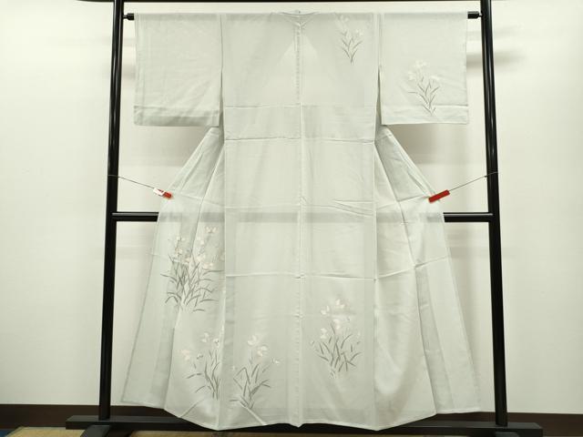 平和屋着物＊夏物　訪問着　絽　鷺草　銀彩　正絹　逸品　CABB2257ze