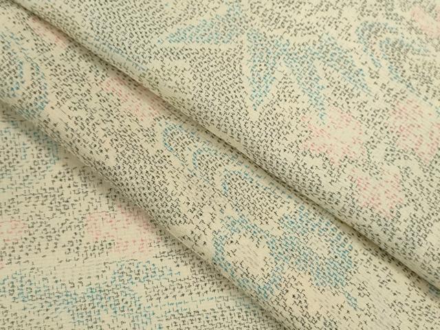 平和屋着物＊夏物　紗紬　流水草花文　正絹　逸品　CABB2262ze