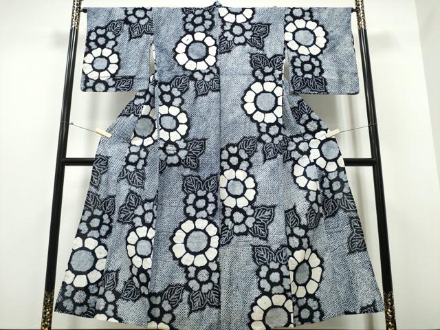 平和屋着物∴夏物　浴衣　有松鳴海絞り　舞花文　綿　逸品　CABB6466ng