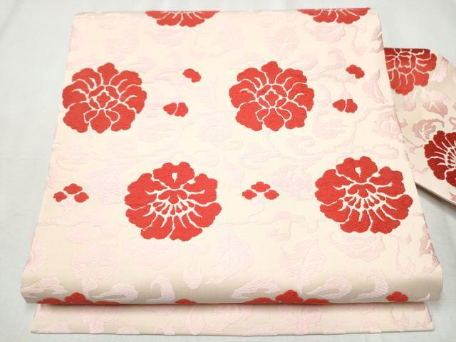 平和屋着物●俵屋　人間国宝　喜多川平朗 有職織物　九寸名古屋帯　唐織　花唐草文　正絹　逸品　CABB5743hy