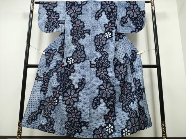 平和屋着物∴夏物　浴衣　有松鳴海絞り　菊唐草文　綿　逸品　CABB6426ng