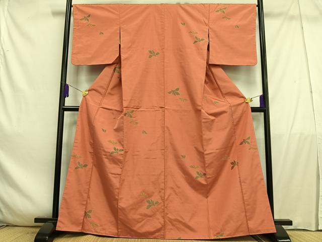 Rakuten - 平和屋着物■上質な紬　草葉文　正絹　逸品　AABE0412oa