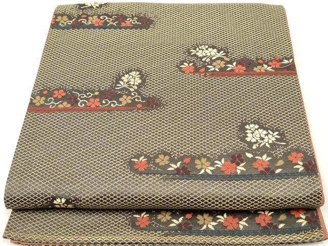 平和屋着物◎全通柄袋帯　唐織　唐草花文　金糸　正絹　逸品　DABA3119qa