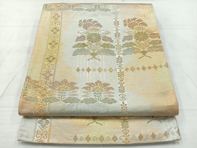 平和屋着物◎六通柄袋帯　更紗花文　金銀糸　正絹　逸品　AABC9106uk