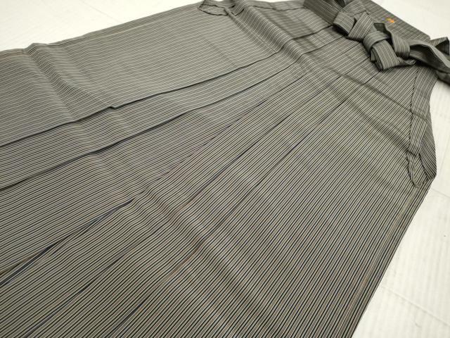 平和屋着物●男性　人間国宝　甲田綏郎　精好仙台平　馬乗り袴　縞　正絹　逸品　AABF5147cs