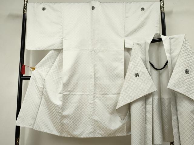 平和屋着物●男性　色紋付・羽織セット　菱文　洗える着物　AABF5149cs