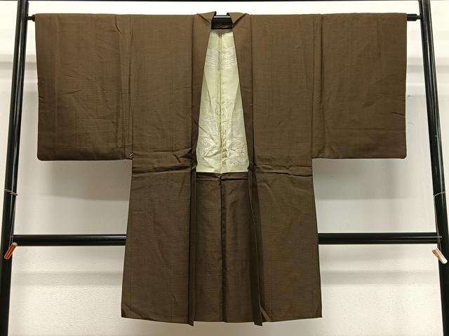 平和屋着物∞男性　長羽織　お召地　140亀甲　総詰め　正絹　逸品　CABD4594ua