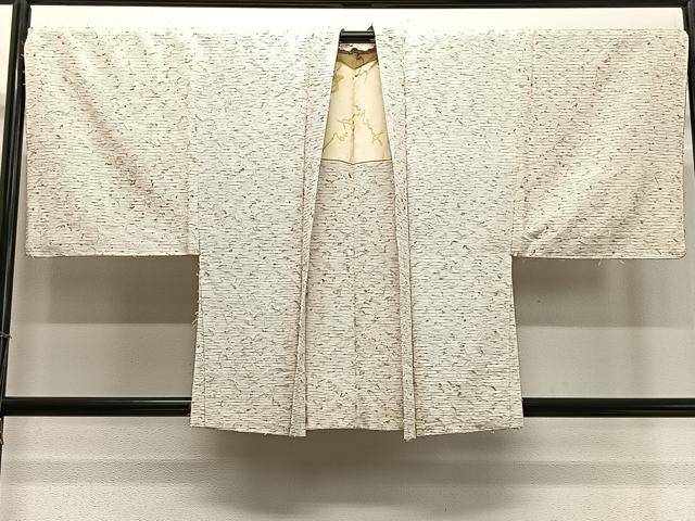 平和屋着物∞男性　羽織　髭紬地　横段文　正絹　逸品　CABD4605ua