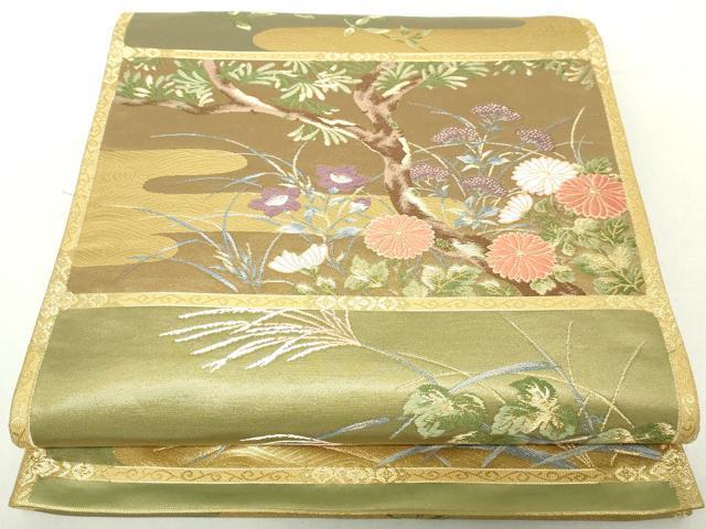 ■■■　サイズ　■■■ 長さ 432cm 幅 30.5cm程 ■■■　商品詳細　■■■ 【正絹】 詳細に関しましては、画像をご確認ください。 大変上質な逸品になります。 お安く出品致しますので、是非この機会にいかがでしょうか？ ■■■　注意事項　■■■ ■モニター発色の具合により色合いが異なる場合がございます。 ■寸法は多少の誤差が生じる場合がございますのでご了承ください。 ■縫込みの長さが左右非対称の場合は短い部分を記載しております。 左右非対称であってもご返品・お値引き等の保証は出来かねますので、ご了承の上ご購入をお願い致します。 ■シミ等のチェックには注意を払っておりますが、見落としがある場合もございますし、個人の見解も様々ですので神経質な方のご購入はお控えください。 ■箪笥に入っておりました着物や帯なので畳みシワや匂いがあるものもございます。 ■お休みは基本的に土日祝となりますが、その他臨時でお休みする場合がございますのでご了承ください。 ■商品の発送は平日のみの発送となります。 ■夜間と土曜、日曜日はお問い合わせの回答が遅れる場合がございます。 ■当店では、お直し、紋入れ、お手入れ等は承っておりません。 ■生地の状態（ヤケ、経年劣化等）によってはサイズ直しが出来ない場合がございます。 その点もどうかご了承のうえ、ご購入をお願いいたします。 ■弊社で取り扱う商品は一点ものにつき、時期や在庫状況に応じて金額が変更となる場合がございます。 ■検針は行っておりません。予めご了承いただきますようお願いいたします。 ■【洗える着物】と記載のある商品におきましては、商品お届け後に洗濯を行ってしまってからのご返品にはご対応しかねます。 念の為、専門店でのお手入れをお願いいたします。 ■着物のサイズ目安は下記を参考ください↓ ＜女性着物＞　お端折り次第で＋5cm　−1cmが着用可能サイズ 　例）身丈170cmの場合、身長160cm〜175cm ＜男性着物＞　身丈＋約25cm〜27cm程が適応身長 　例）身丈155cmの場合、身長180〜182cm