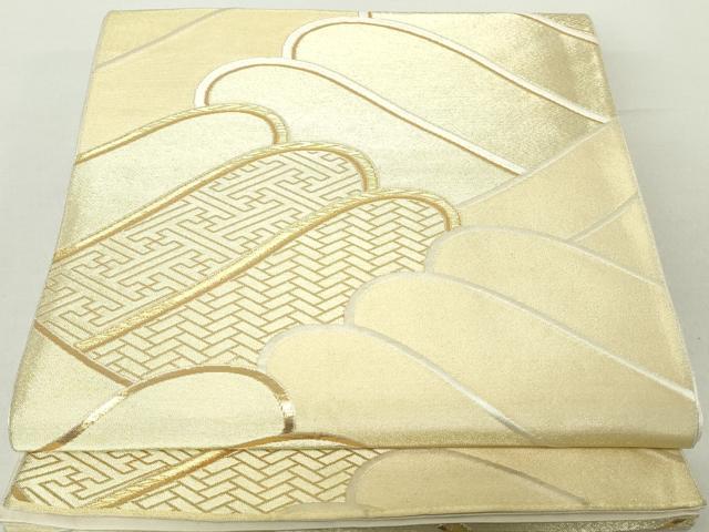 平和屋着物◎六通柄袋帯 唐織 幾何学文 金糸 正絹 逸品 DAAZ8958qa