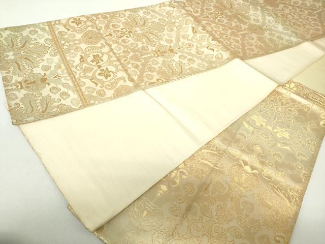 平和屋着物◎六通柄袋帯　更紗花文　金糸　正絹　逸品　DAAZ8975qa