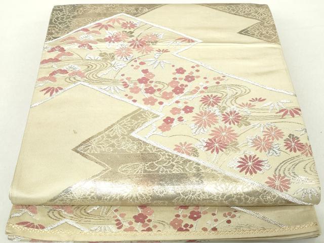 平和屋着物◎六通柄袋帯　唐織　松竹梅　銀糸　正絹　逸品　DAAZ8987qa