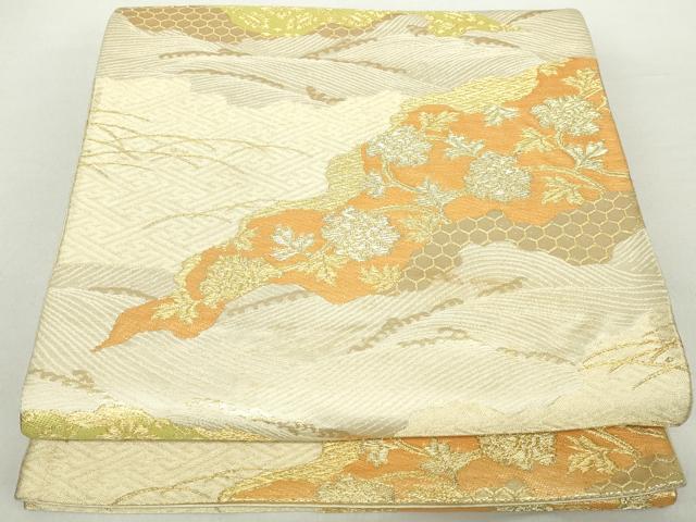 平和屋着物◎六通柄 京袋帯 道長更紗花文 金糸 正絹 逸品 DAAZ8992qa