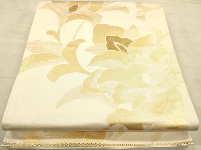 平和屋着物◎六通柄袋帯　更紗花文　金糸　引箔　正絹　逸品　CAAP8299ft