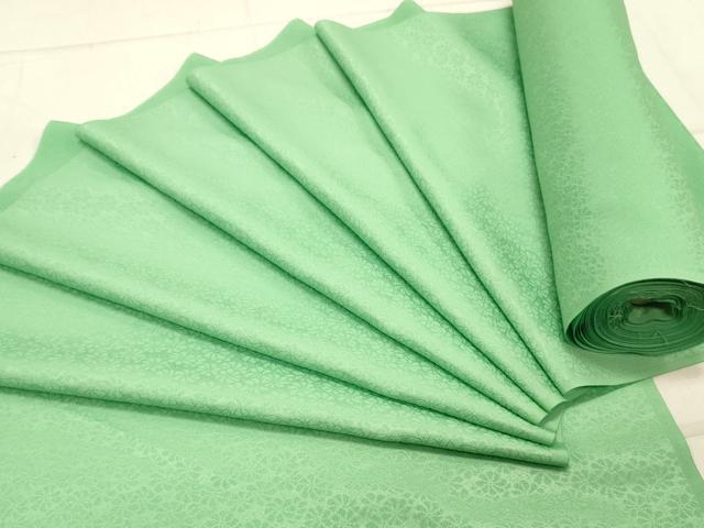 平和屋着物▼色無地　反物　着尺　花尽くし地紋　若緑色　洗える着物　未使用　DAAW2228zy