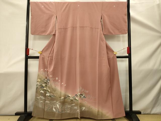 平和屋着物■豪華色留袖　白鷺浜松文　暈し染め　金彩　正絹　逸品　AABD5452sx