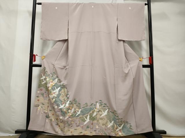 平和屋着物■豪華色留袖　流水飛鶴松文　宝尽くし　金彩　正絹　逸品　未使用　AABE0891gw