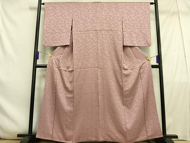 平和屋着物■上質な色無地 花尽く地紋 退紅色 正絹 逸品 AABE3252oa