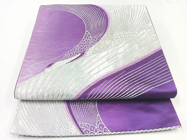Other - 平和屋着物◎六通柄袋帯　唐織　飛鶴文　銀糸　正絹　逸品　CABB0945nb