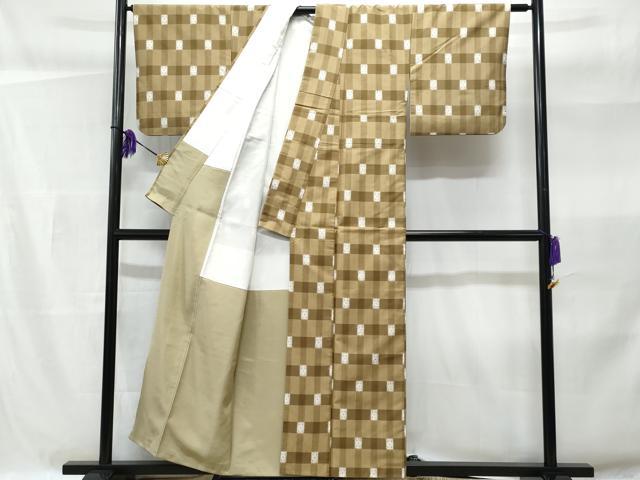 平和屋着物■江戸小紋　格子柄　正絹　逸品　CABB3614fb