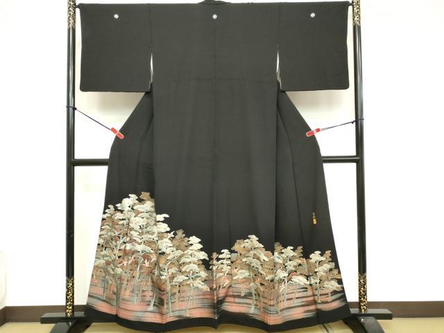 平和屋着物■豪華黒留袖　作家物　花鳥文　暈し染め　金銀彩　正絹　逸品　DABA5188cd