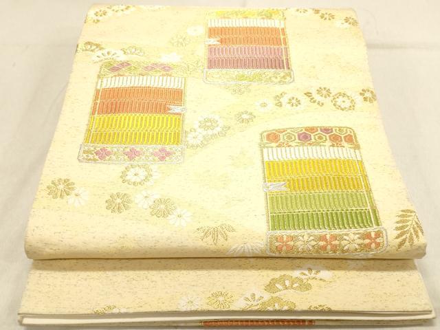限界価格❗️【KOUEI】新品 西陣織 正絹 六通柄袋帯 鎧おどし文 袋帯｜毘沙門亀甲 白｜KAPUKI｜西陣織｜正絹｜お仕立て代込み