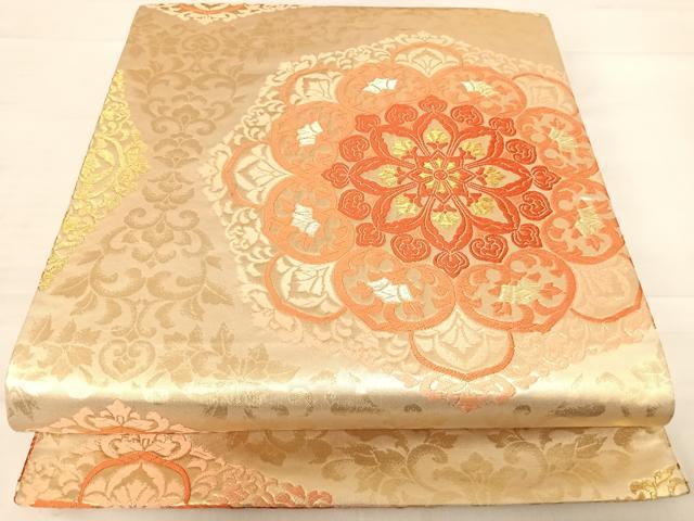 平和屋着物◎六通柄袋帯　正倉院花文　金糸　正絹　逸品　AABD7168yx