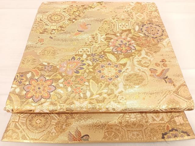Rakuten - 平和屋着物◎佐賀錦 六通柄袋帯 唐織 道長花鳥文 金糸 正絹 逸品 AABD7173yx