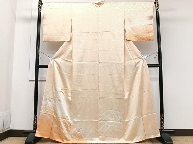 平和屋着物■訪問着　駒刺繍　荒波文　暈し染め　正絹　逸品　CABB2628xi