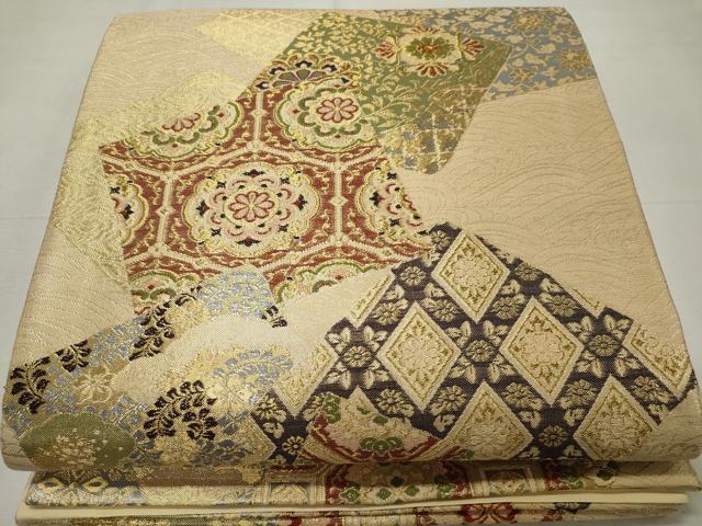 Rakuten - 平和屋着物◎六通柄袋帯 色紙重ね吉祥花文 金銀糸 正絹 逸品 CABE4122ou