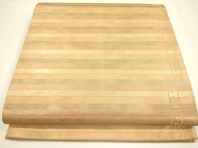 平和屋着物◎六通柄袋帯　横段文　金糸　正絹　逸品　DABA6173op